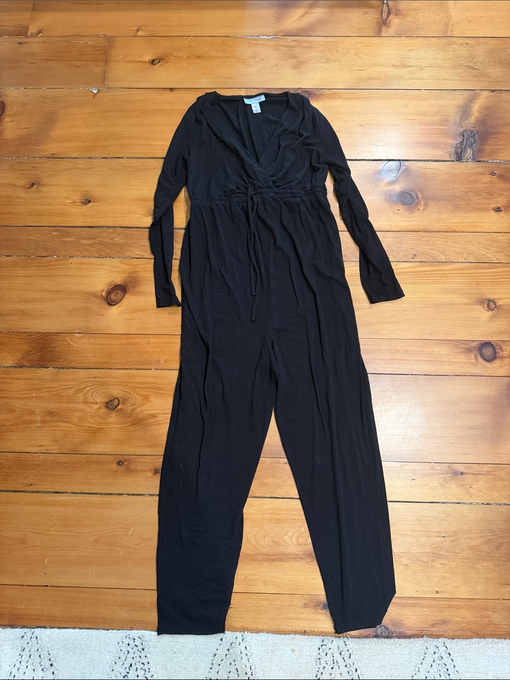 Motherhood Maternity Black Long-Sleeve Wrap Jumpsuit